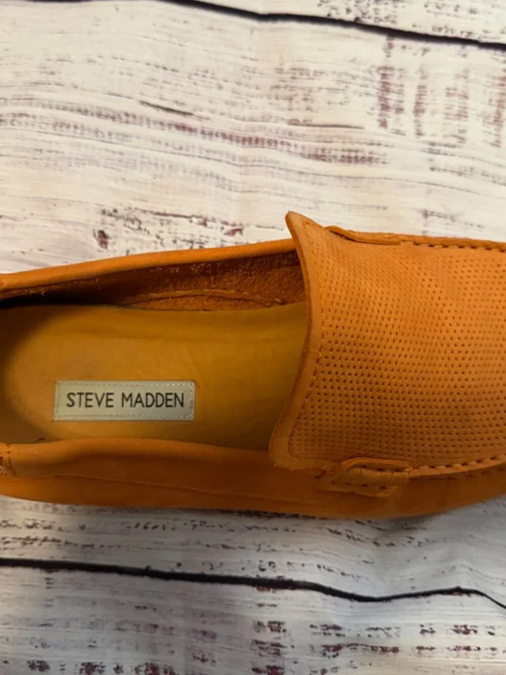 Steve Madden P-Esteem Orange Driving Moccasin Loafers